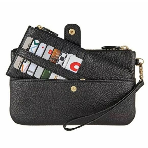LODIS Olivia Italian Leather Wristlet & Wallet Combo Set - Picture 1 of 9